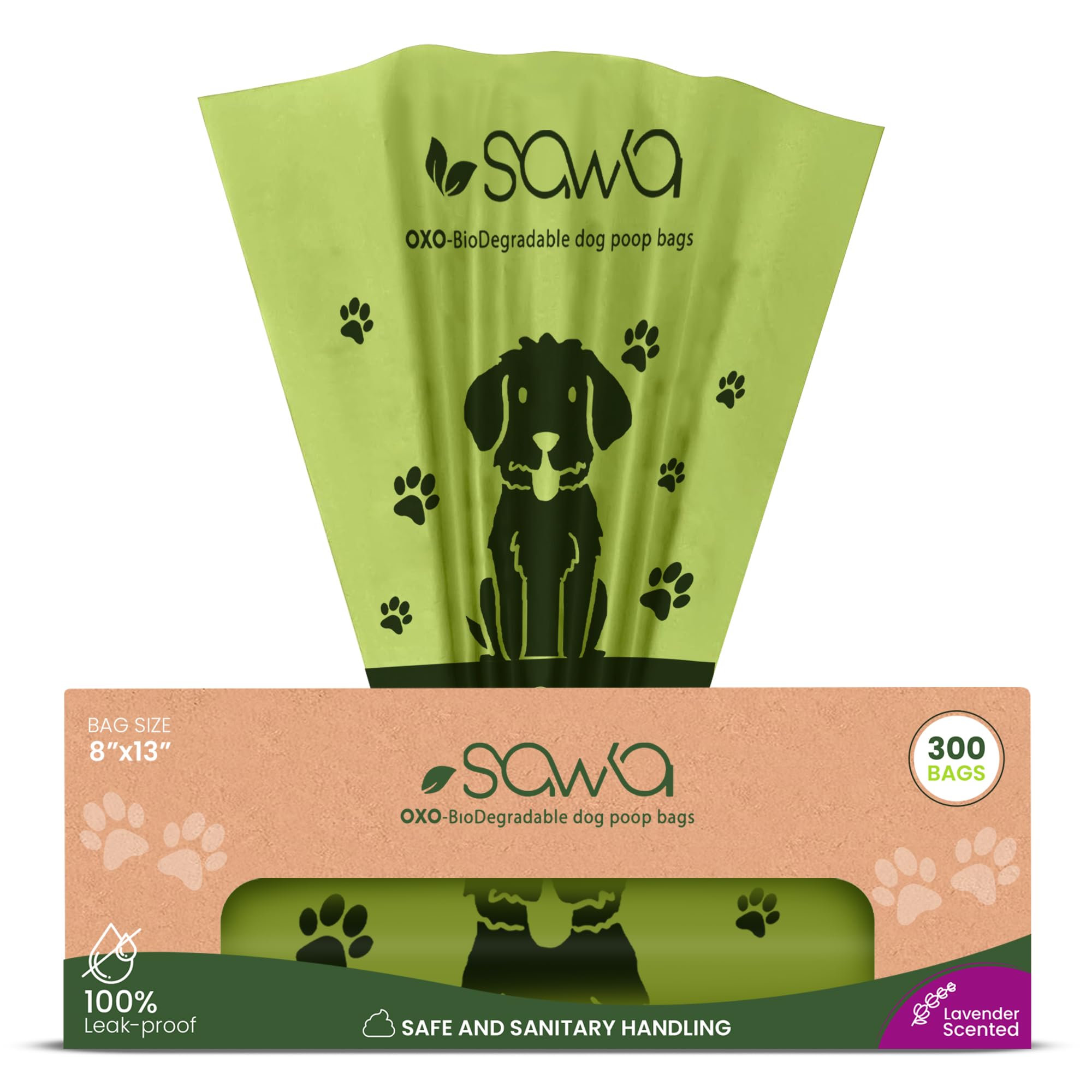 SAWA Dog Poop Bags - 300 Lavender Scented Dog waste Bags for responsible Owners!- Leak-Proof, Ultra Thick poop bags for dogs, Pet Dog Supplies