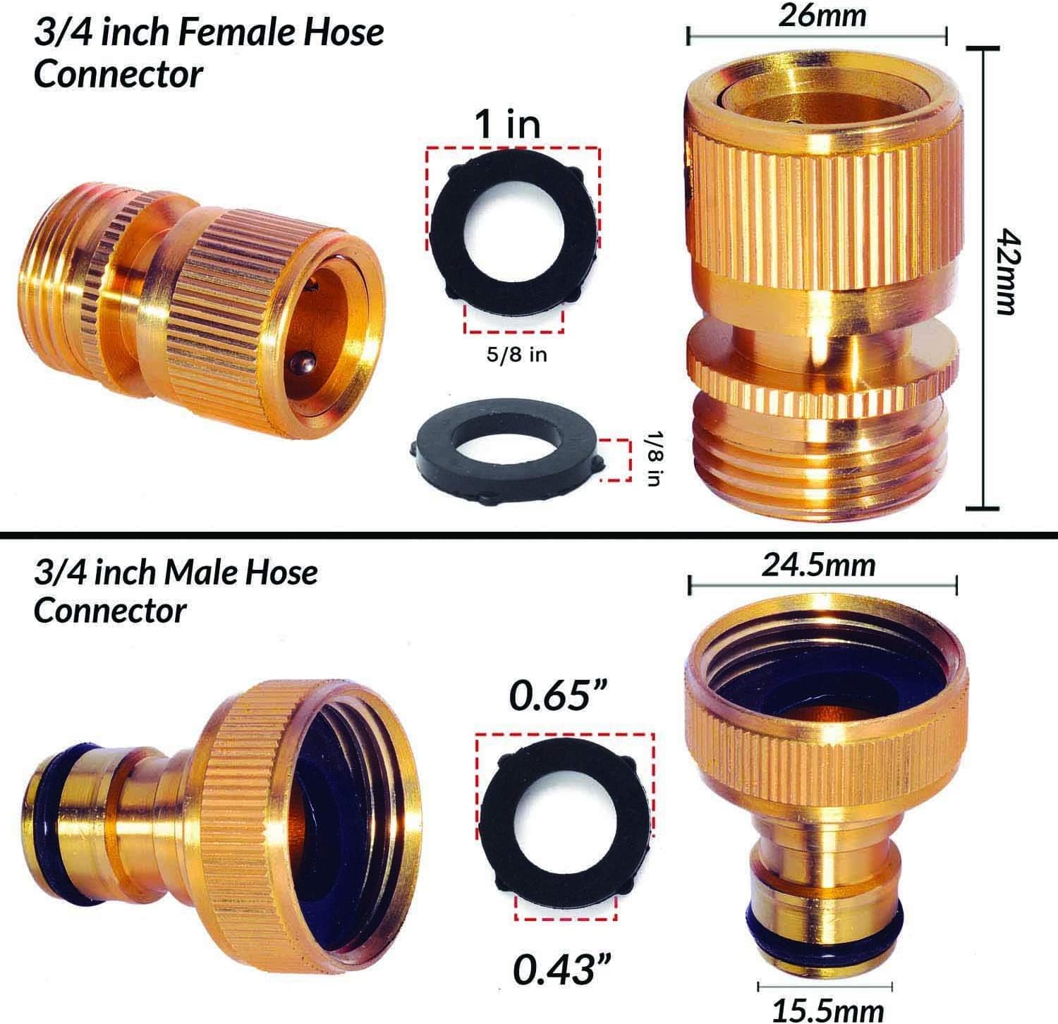 Amzsea Garden Hose Quick Connect Solid Brass, No Leakage, No Rusting