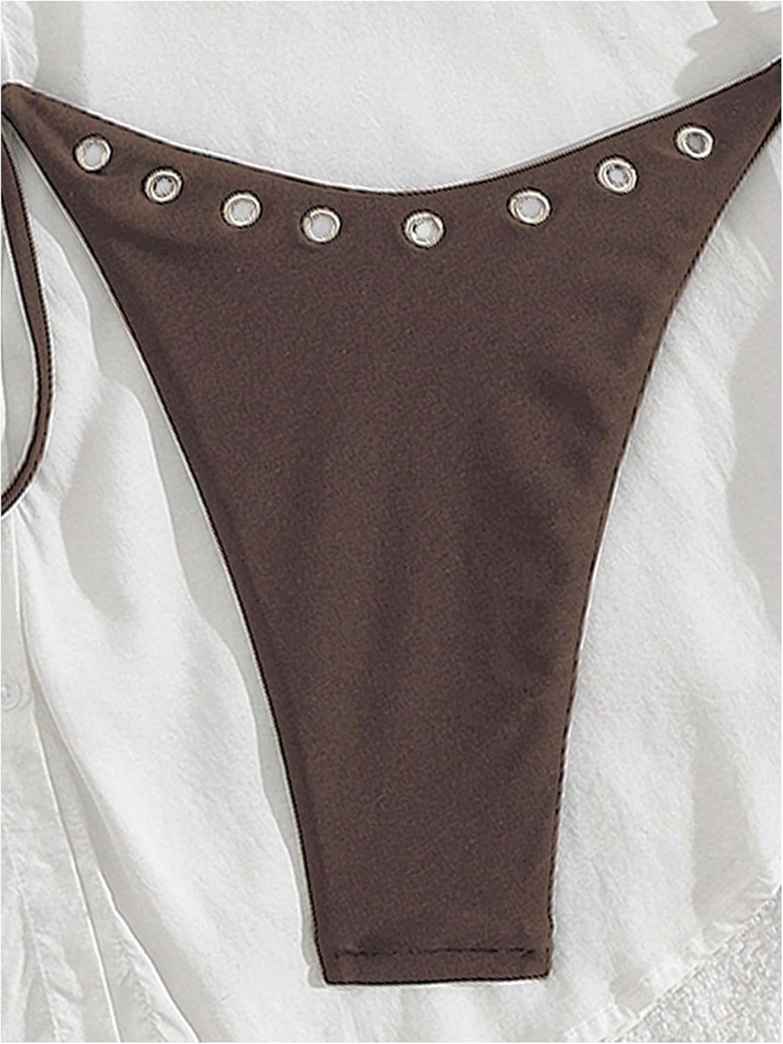 BEAUDRM Women's 2 Piece Sexy Micro Bikini Sets Grommet Eyelet Swimsuit Halter Triangle Tie Side Cheeky Bathing Suit