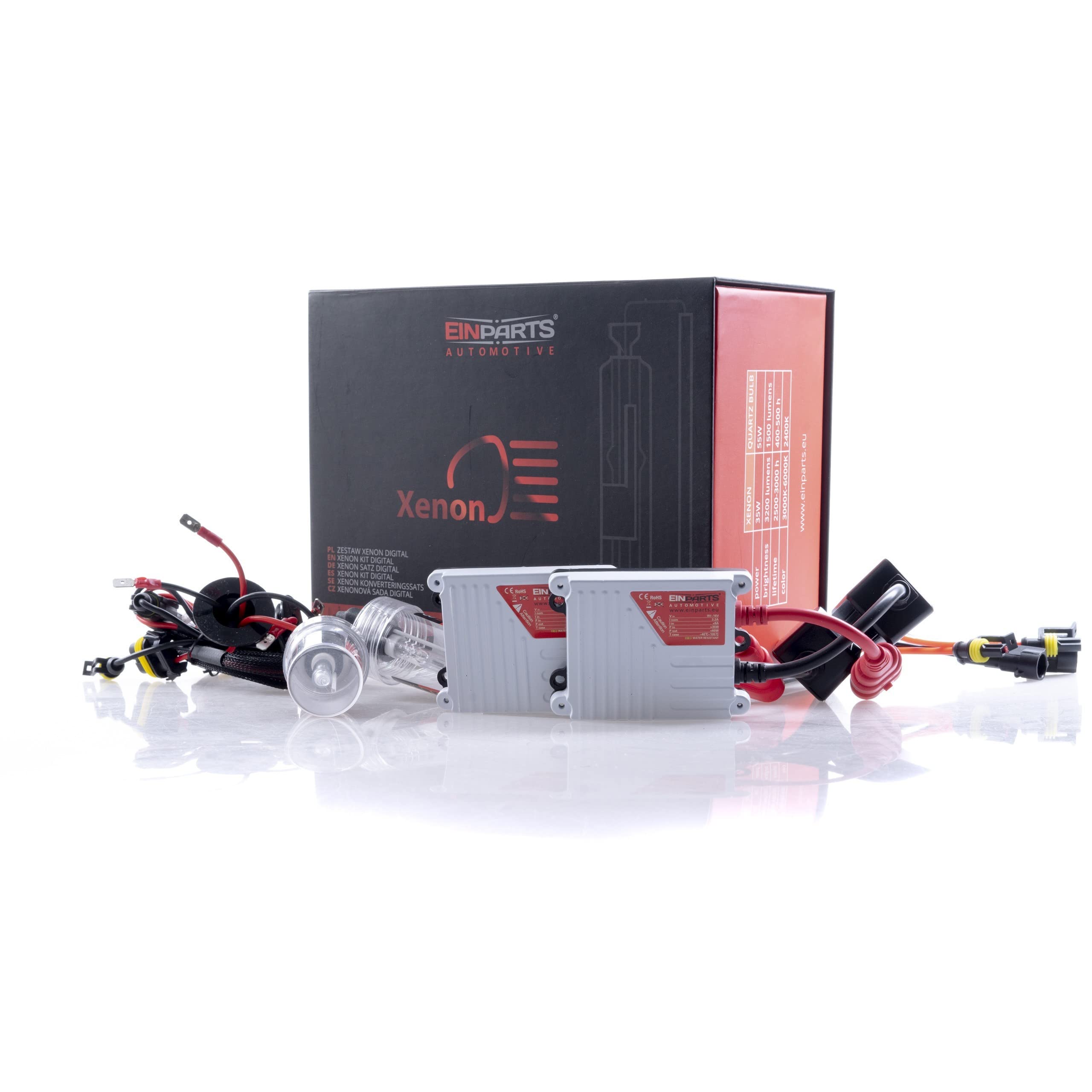 EinParts H7 35W Zestaw Xenon HID 5000K Canbus, Kompletny Zestaw 2x Przetwornica SLIM 12V 35W 2x Żarnik H7M
