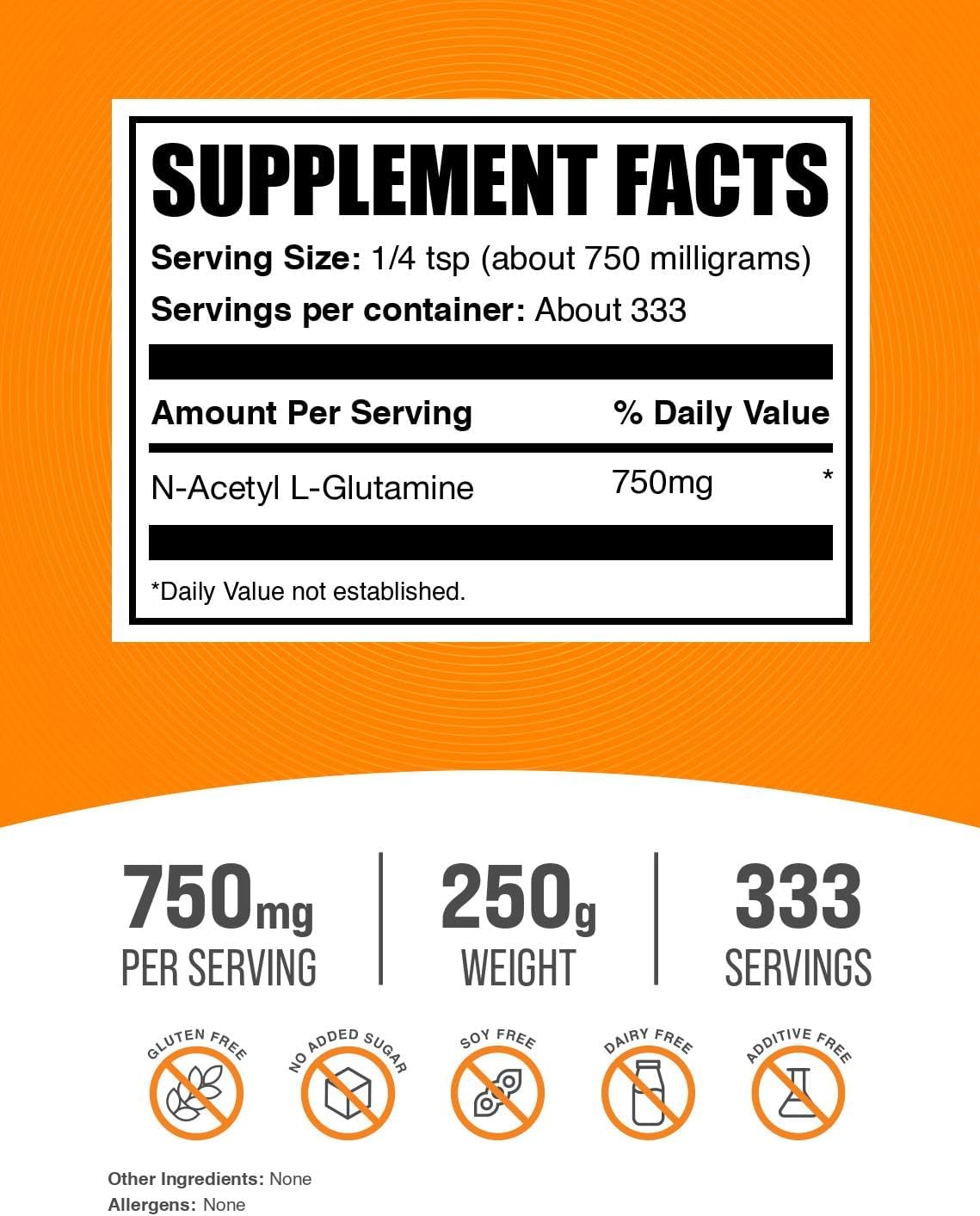 BulkSupplements.com N-Acetyl L-Glutamine Powder - Amino Acid Nutritional Supplements - Recovery Supplements Post Workout - Amino Acids Supplement For Women - Post Workout For Men (250 Grams - 8.8 oz)