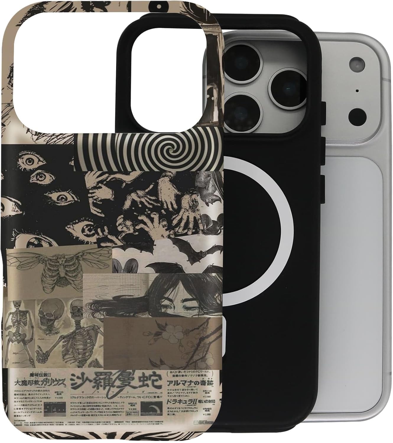 Vintage Japanese Phone Case Shockproof Protective Collage Aesthetic Horror Anime Case for iPhone 17 Pro image 4