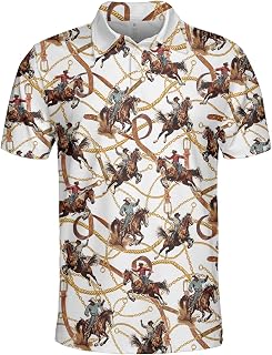 Rodeo Polo Shirts for Men Women - Bronc Riding Mens Golf Polo Shirts Short Sleeve Dry Fit Casual Tennis T-Shirt PA67