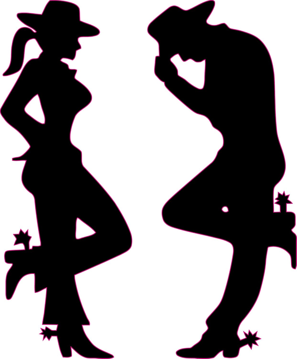 Nostalgia Decals Cowgirl & Cowboy Silhouette Black Large Decal 4ft x 40"