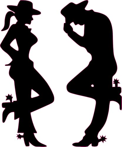 Miniatura 1 de Nostalgia Decals Calcomanía grande de silueta de vaquera y vaquera, color negro, 4 pies x 40 pulgadas