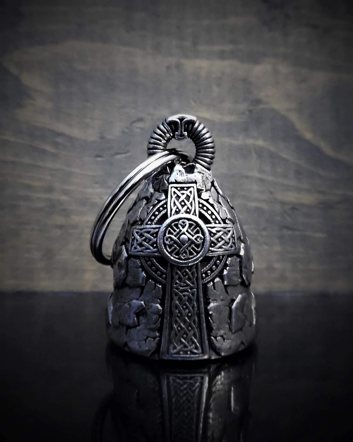 Celtic Cross Motorcycle Biker Bell Accessory or Key Chain for Luck