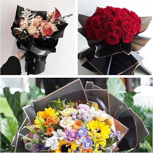 Miniatura 6 de CCINEE 24 hojas de papel de regalo de flores, embalaje de regalo impermeable o caja de regalo, paquete de papel de embalaje, suministros para ramo