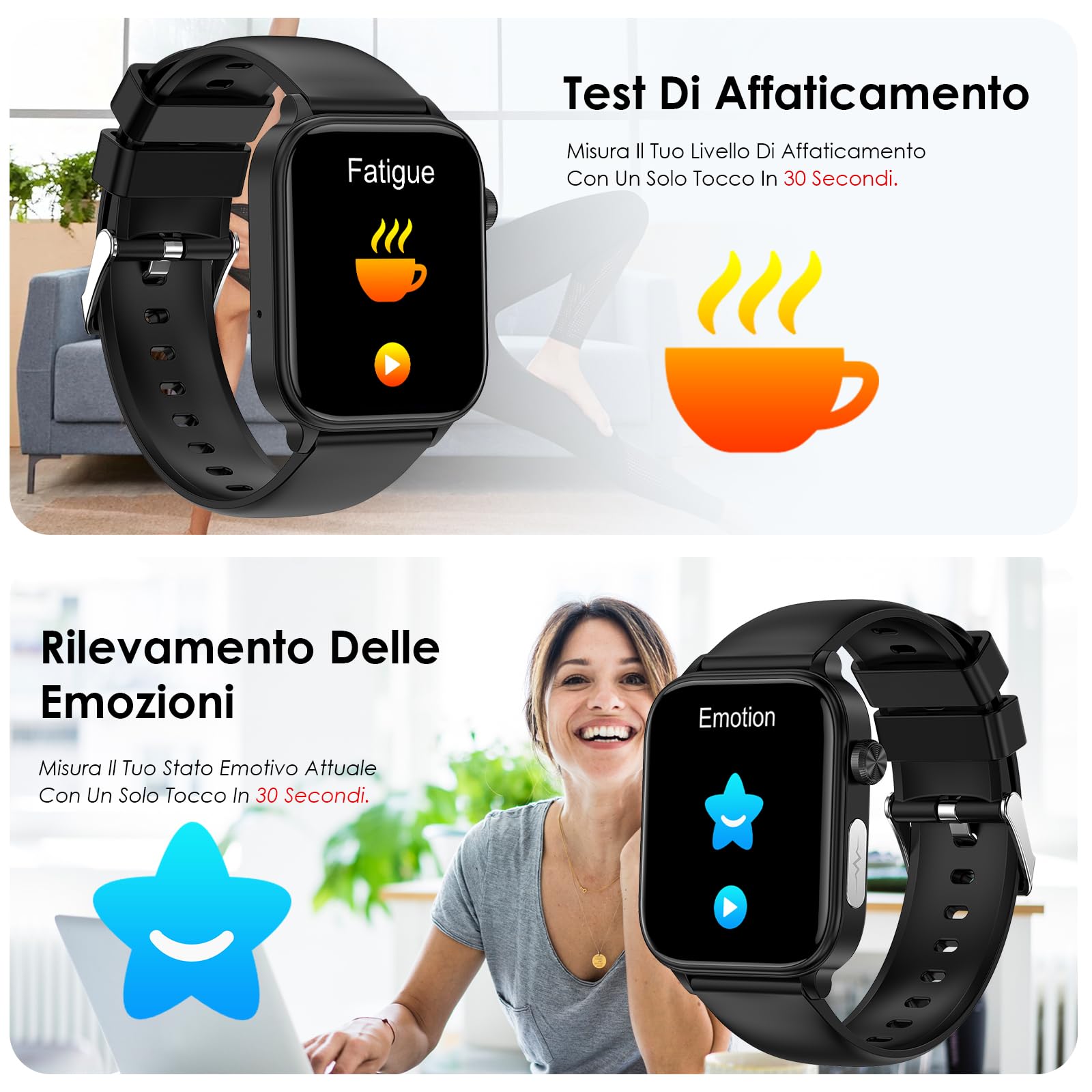 Marsyu 2026 Smartwatch Uomo Donna ECG/Pressione Sanguigna/Acido Urico/Sonno/Cardiofrequenzimetro/Temperatura Corporea/BMI,1,96" Orologio Salute con Telefono/Pulsante SOS,per iOS Android