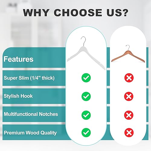 Miniatura 3 de Percha de ropa de madera ultra fina de lujo que ahorra 20 grados, gancho giratorio de 360 grados, ideal para camisas, blusas, pantalones, vestidos,