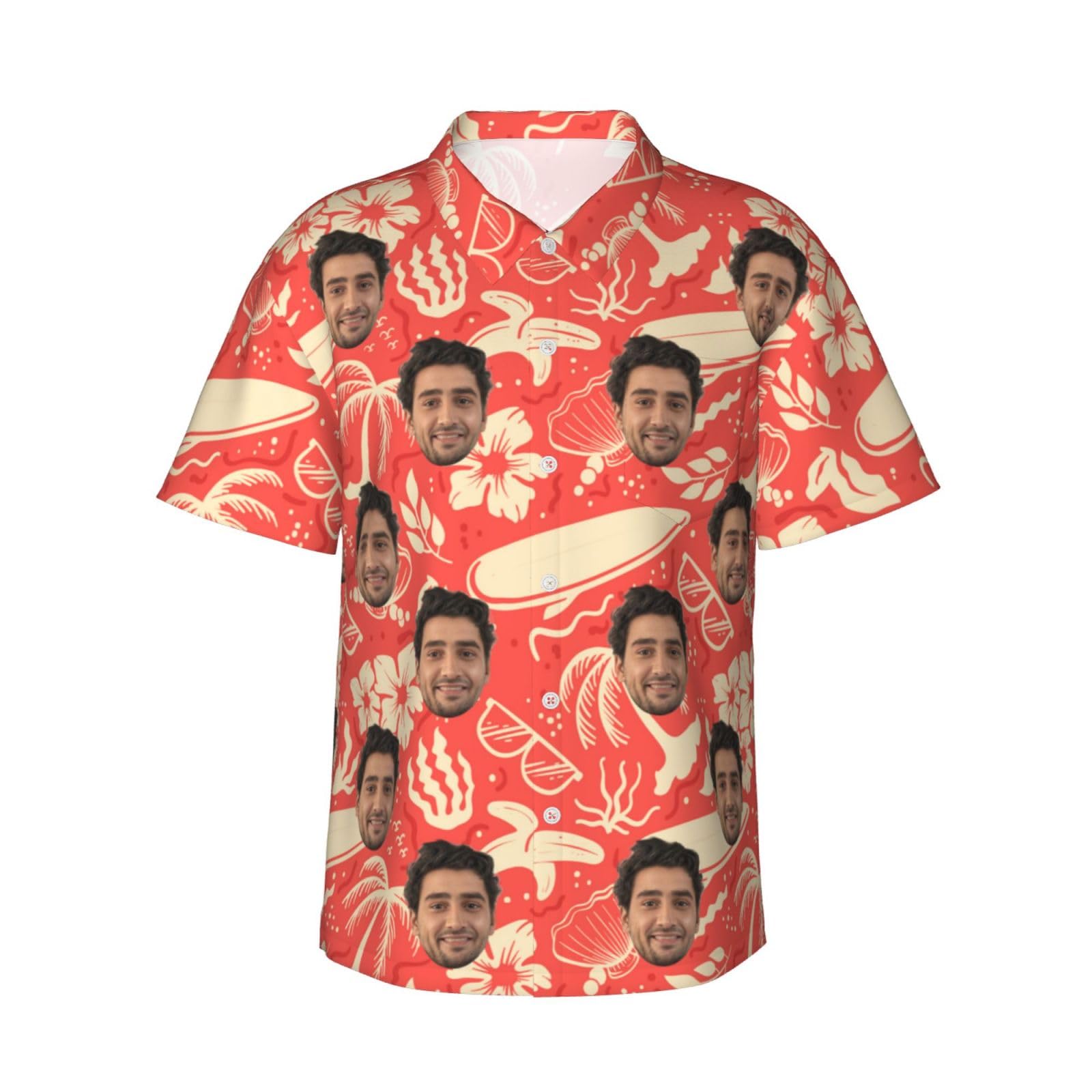 Naispanda Camisa Hawaiana Personalizada con Foto de Cara Personalizada Floral Tropical Camisas Cortas con Botones para Hombres Mujeres Verano Playa Vacaciones Fiesta
