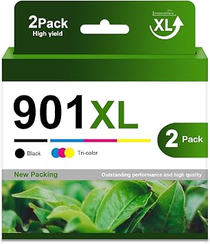 901XL Ink Cartridges High-Yield 2-Pack, Black/Tri-Color Replacement for HP 901XL 901 Ink Cartridge Officejet 4500 J4524 J4540 J4550 J4580 J4624 J4680 Printer