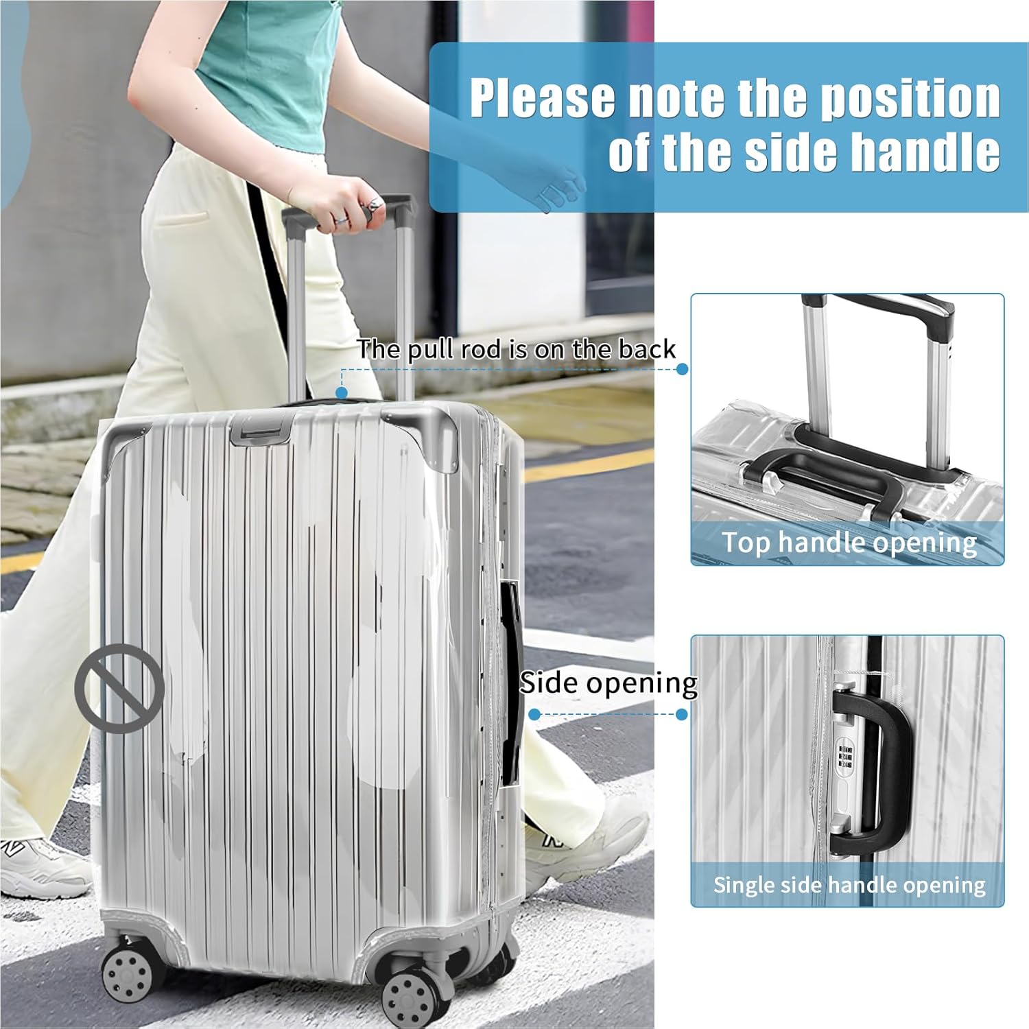 Yotako Upgraded Zippered Clear PVC Suitcase Cover, 28 Inch Luggage Covers for Suitcase Luggage Protector Cover 28'' - Image 4