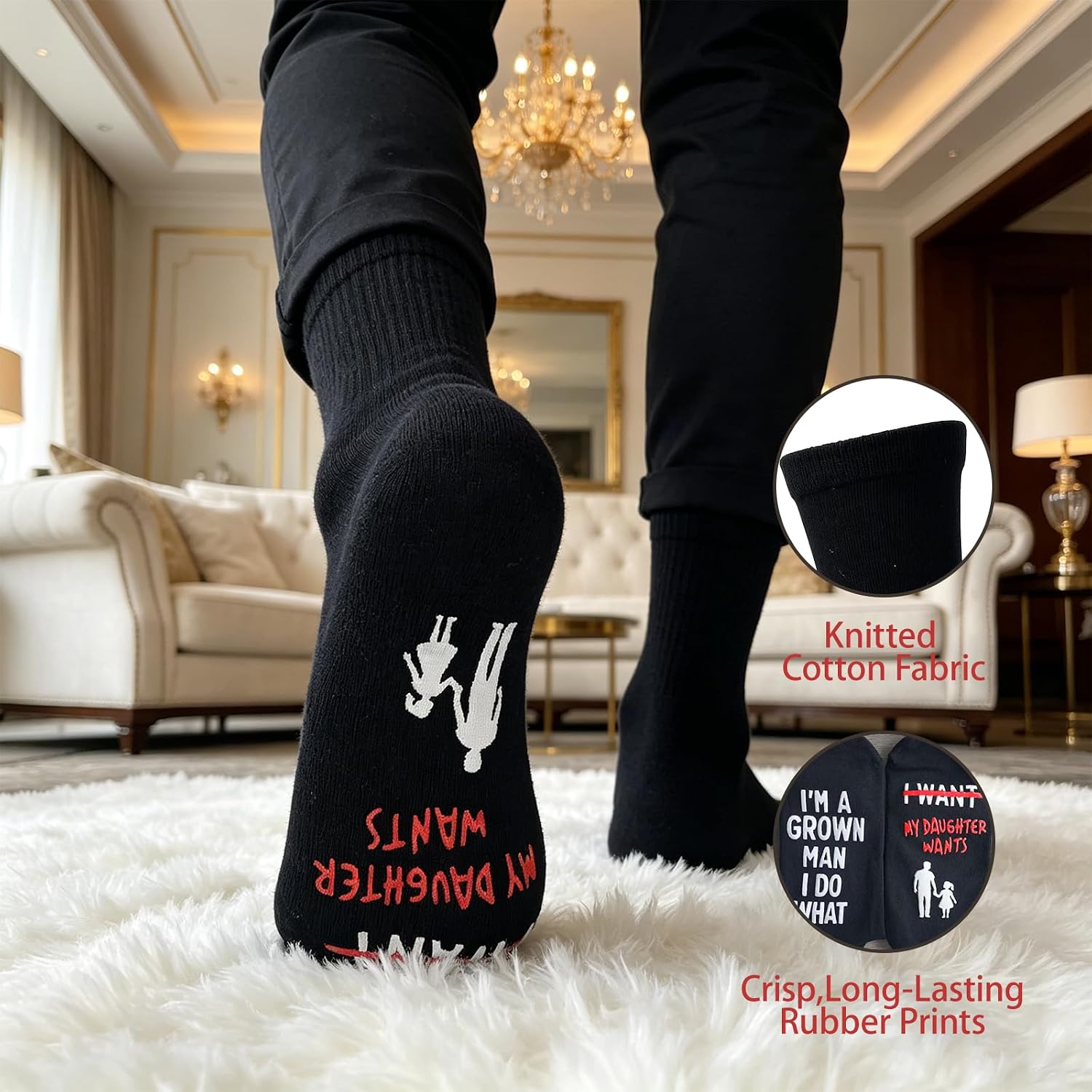 Funny Dad's Socks,Fun Gifts from Daughter to Dad on Birthday, I'm a Grown Man; I Do What My Daughter Wants Socks