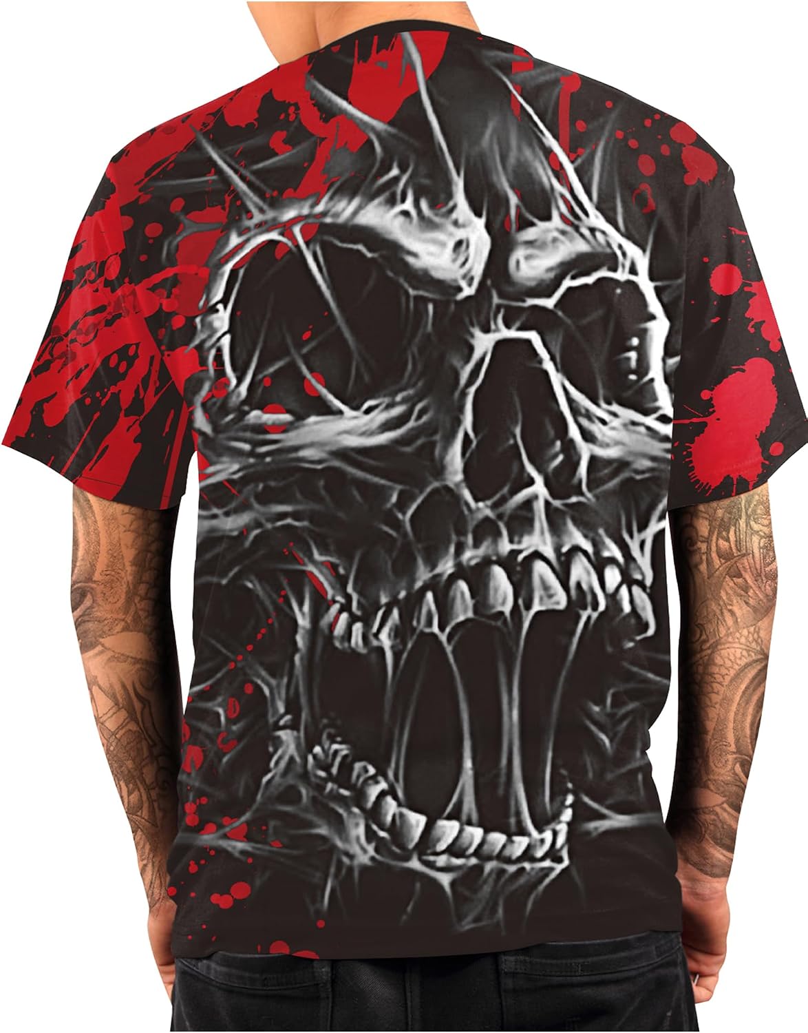 KatchOn, Graphic Skull Tshirts for Men - Skeleton Costume Men | Scary Halloween Tshirt for Men | Halloween Costumes for Men
