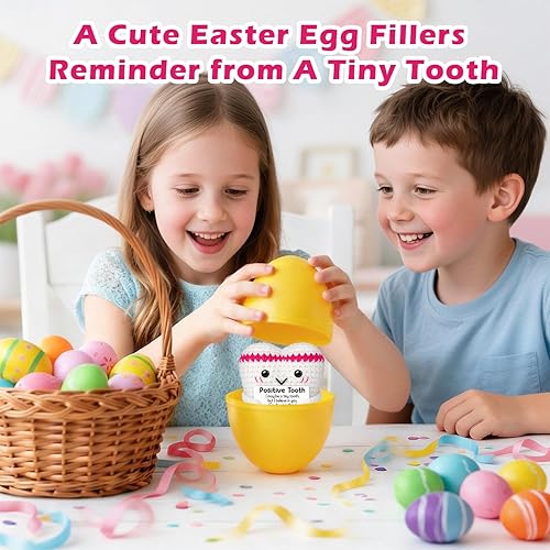 Vista 4 de Dientes de ganchillo para cesta de Pascua, rellenos esenciales para niños, adultos, adolescentes, niñas, niños, rellenos de huevos de Pascua