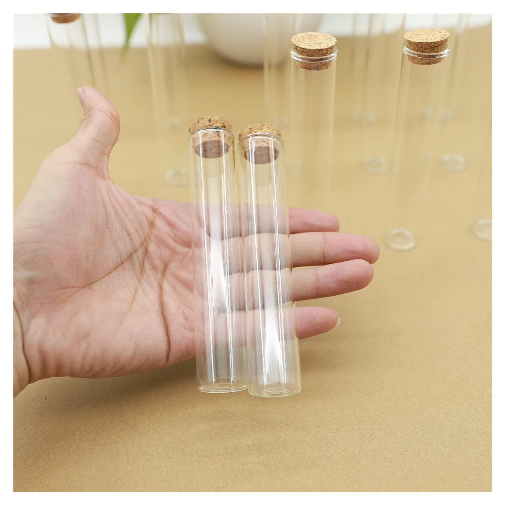 Plastikowe probówki 50 szt./partia 22 x 120 m 35 ml szklana butelka korek korek szklane słoiki mini butelka na przyprawy pojemnik małe fiolki DIY małe probówki plastikowe probówki z pokrywkami