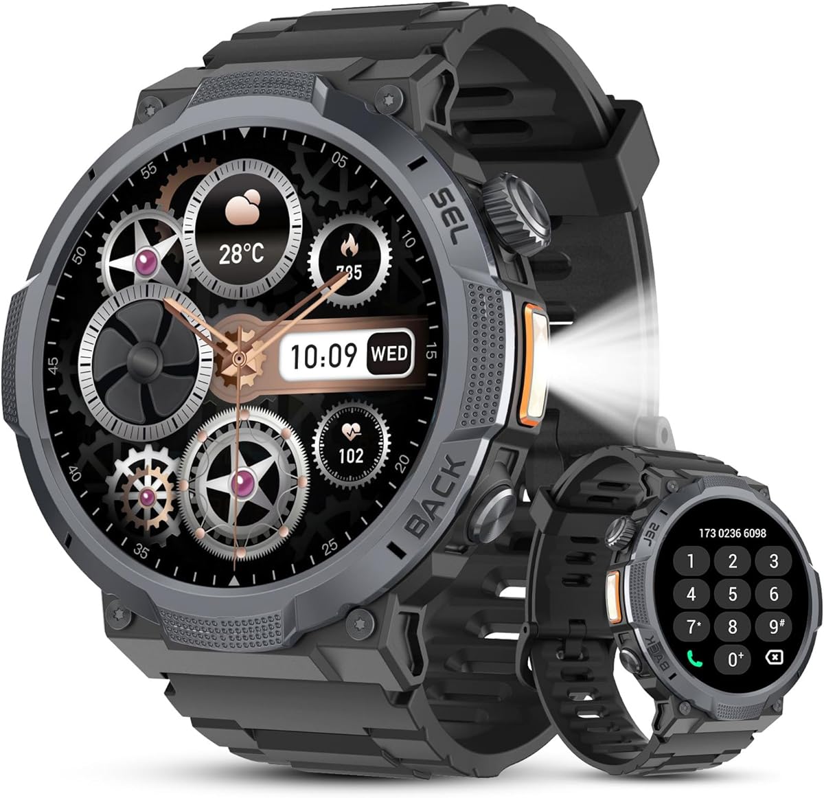 Smartwatch Herren, 1.53'' AMOLED-Display, 1000mAh Smart Watch, Anrufe tätigen/Empfangen, 120+ Sportmodi Fitness Tracker, IP68 Wasserdicht, Fitnessuhr mit Herzfrequenz/Schlafmonitor, für Android iOS