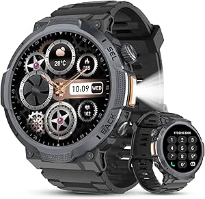 Smartwatch Herren, 1.53'' AMOLED-Display, 1000mAh Smart Watch, Anrufe tätigen/Empfangen, 120+ Sportmodi Fitness Tracker, IP68 Wasserdicht, Fitnessuhr mit Herzfrequenz/Schlafmonitor, für Android iOS