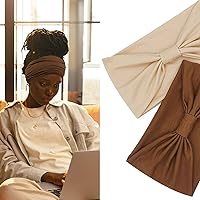 Vista 4 de IVARYSS Diademas anchas para mujer, bonitos turbantes anudados brillantes, bandas grandes de estilo africano, accesorios para el cabello, paquete