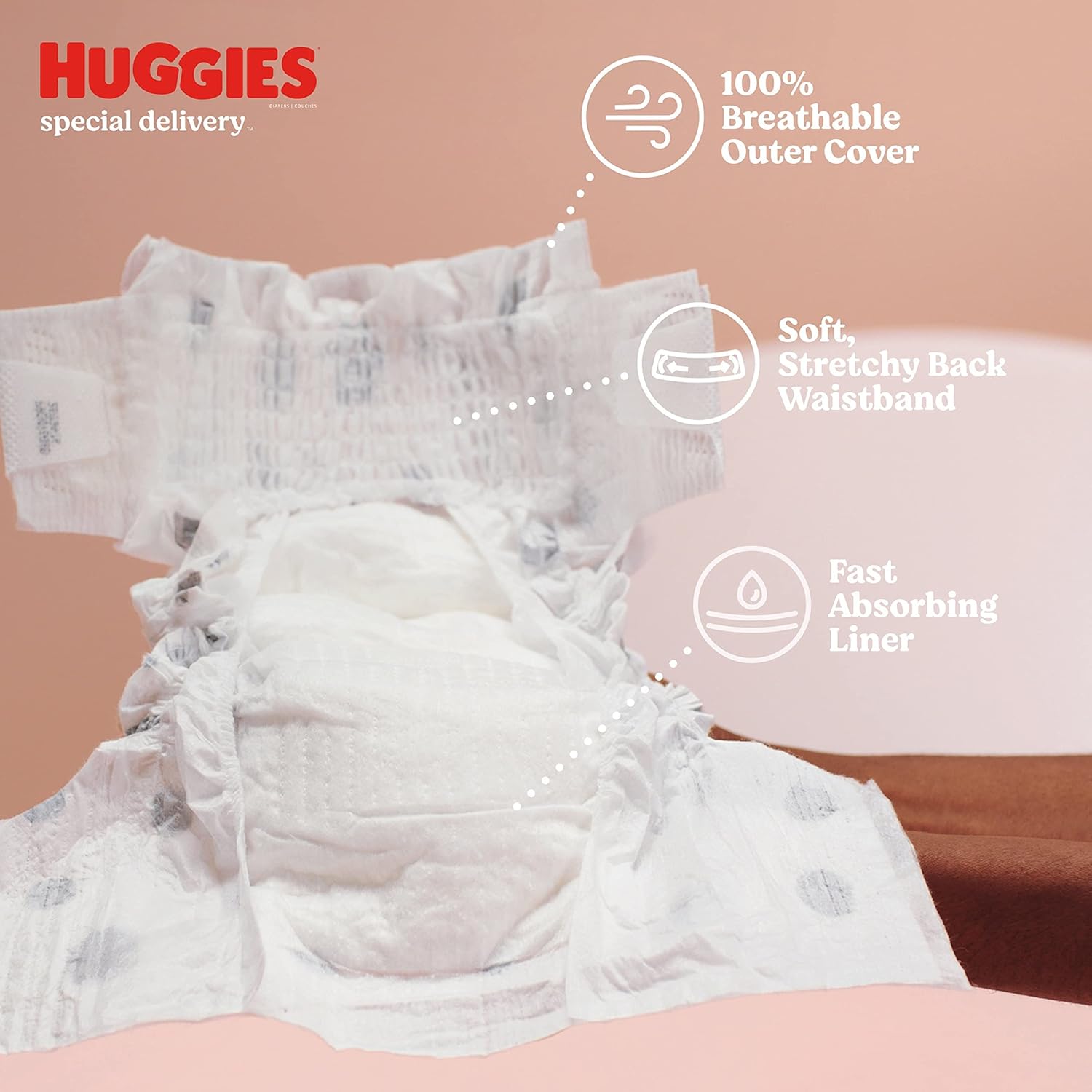 Huggies Special Delivery Hypoallergenic Baby Diapers Size 6 (35+ lbs), 96 Ct, Fragrance Free, Safe for Sensitive Skin