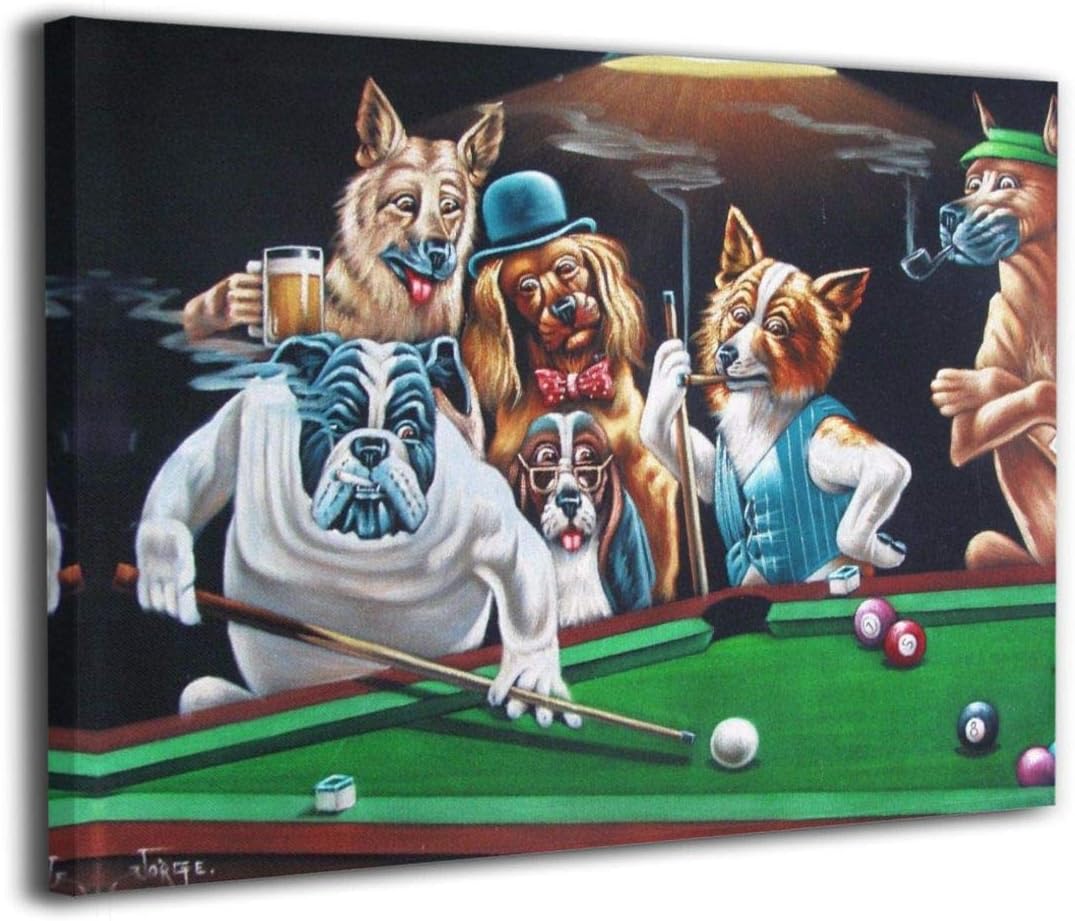 Tableau Toile 'Dogs Playing Poker' 1894 - Impression Sur Canvas Encadré - Prêt à Accrocher - Déco Murale