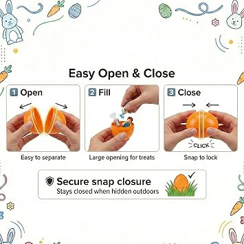 Reusable Easter Eggs (Approx. 9 cm) – 24 Pack Fillable Plastic Eggs in 6 Colours – Empty Split Eggs for Easter Egg Hunts, Family & Party Activities