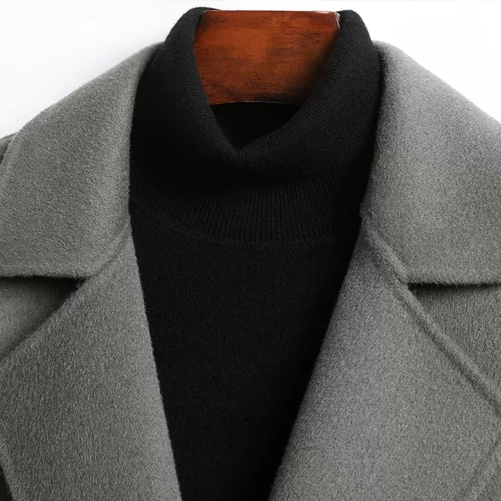 Tweed Coat Men's Long Paragraph Tweed Jacket Men's Double-Sided Coat Autumn and Winter(L Code)