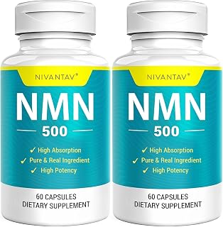 NMN Supplement, 99% Pure NMN 500mg for NAD+, 120 Capsules (120 Days Supply) | Stabilized NMN Supplement for NAD, Cellular Energy, Immune, Muscle, Skin, Anti-Aging & Longevity, Vegan, Higher Absorption