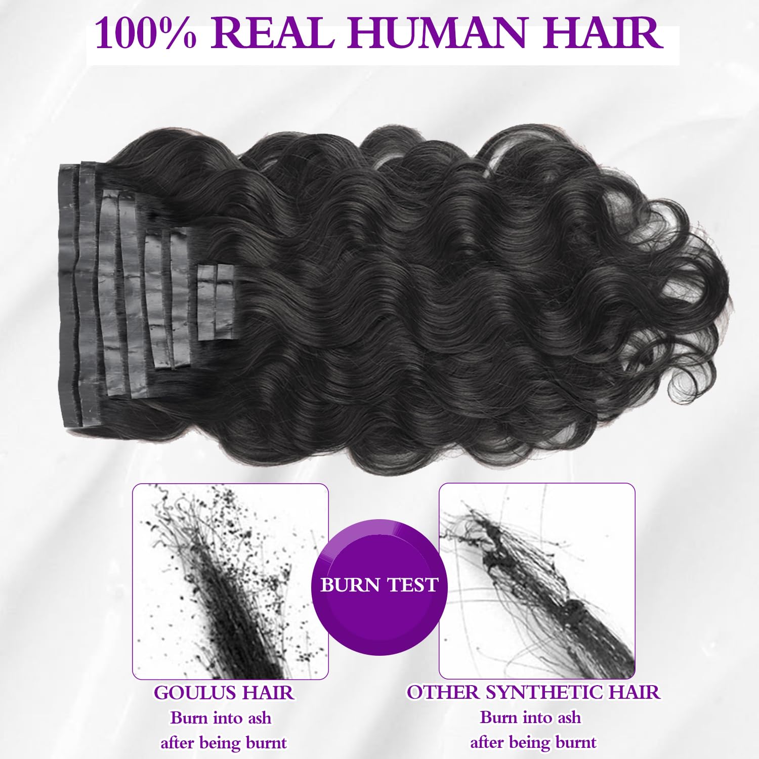 Seamless Body Wave Clip Ins Human Hair Extensions Invisible Weft Clip In Hair Extensions Real Human Hair 18Inch 8Pcs PU Clip ins Remy Hair for Women 18Clips 120g Natural Black