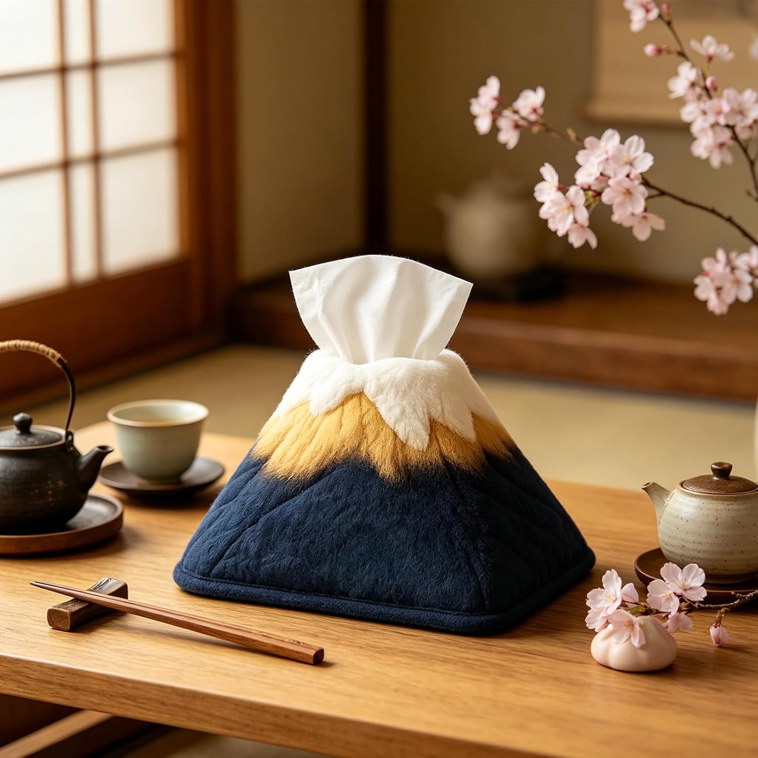 Snow Mountain Themed Napkin Dispenser Sturdy Polyester Materials Multipurpose Use Snow Mountain Tissue Box Artistic House Decors Tissue Box