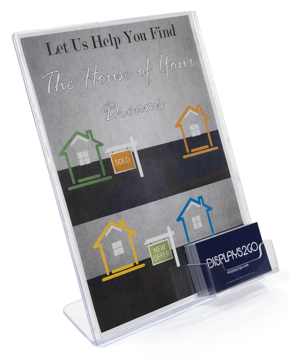 Displays2go carte de visite support de panneaux, pour feuilles de 21,6 x 27,9 cm, Slant Dos, Lot de 6, Clear (St8511card)