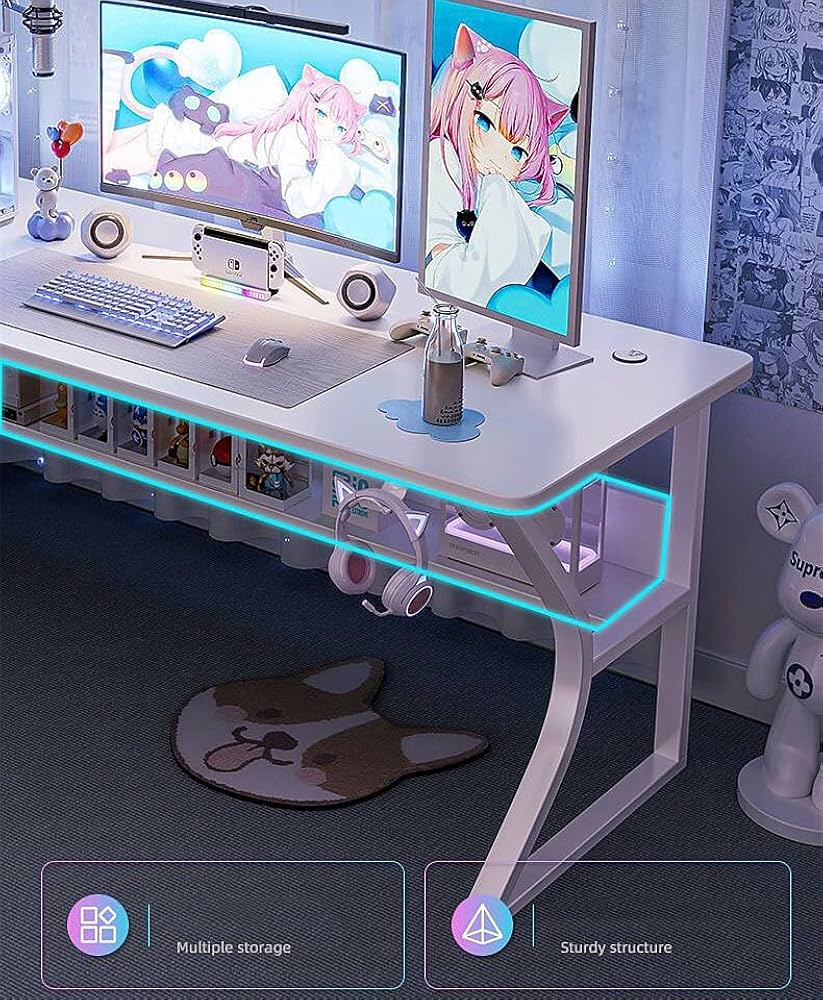 ❤️組立簡単❤️パソコンデスク ゲーム 勉強机 ホワイト 白 幅120cm 作業台 Amazon | パソコンデスク デスク 勉強机 ゲーミングデスク