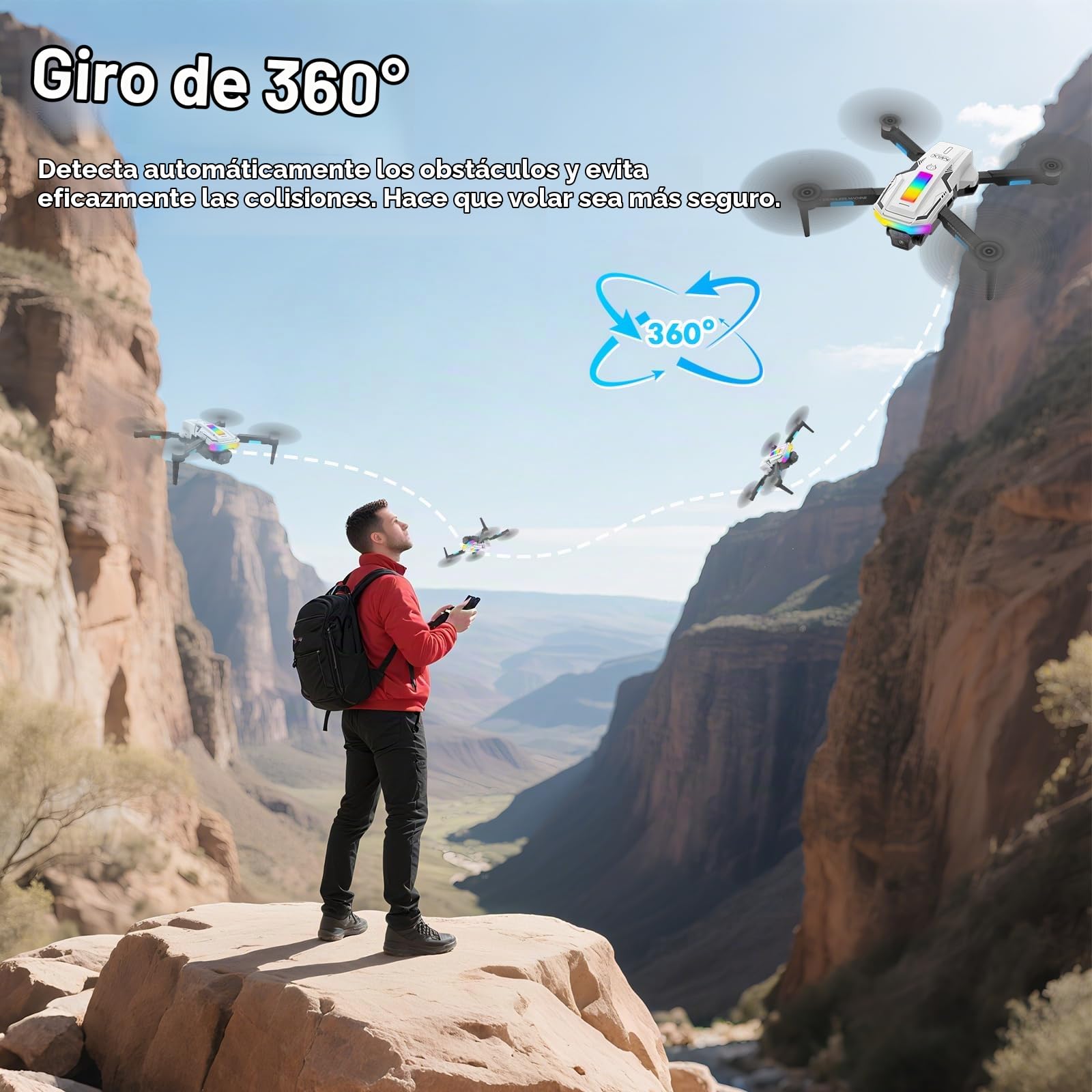 Dron con Camara 4K, 360°Flip, Despegue y Aterrizaje con un Solo Botón, Motor Sin Escobillas, Vuelo con Trayectoria, Modo Sin Cabeza, Regalos y Juguetes para Niños Principiantes, 2 Baterías (Blanco)