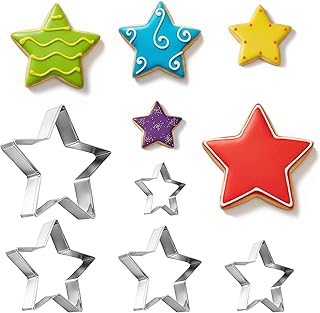 5 Pcs Star Cookie Cutter Set, Star Shapes Molds, Stainless Steel Five-Pointed Shaped Cutter, Bakeware Tools for Fondant, Biscuit, Sandwich, Cheese (5 Sizes)