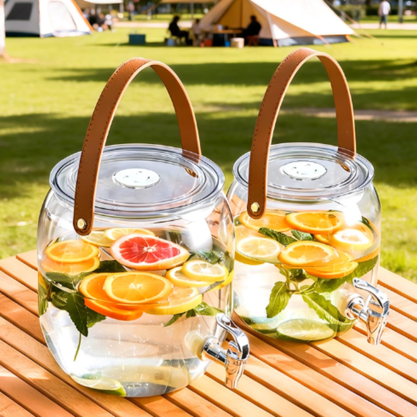 Glasbehälter für Getränke mit Zapfhahn Und Stabiler Standfläche für Saftschorle Eistee Und für Buffets Und Grillabende, XXL