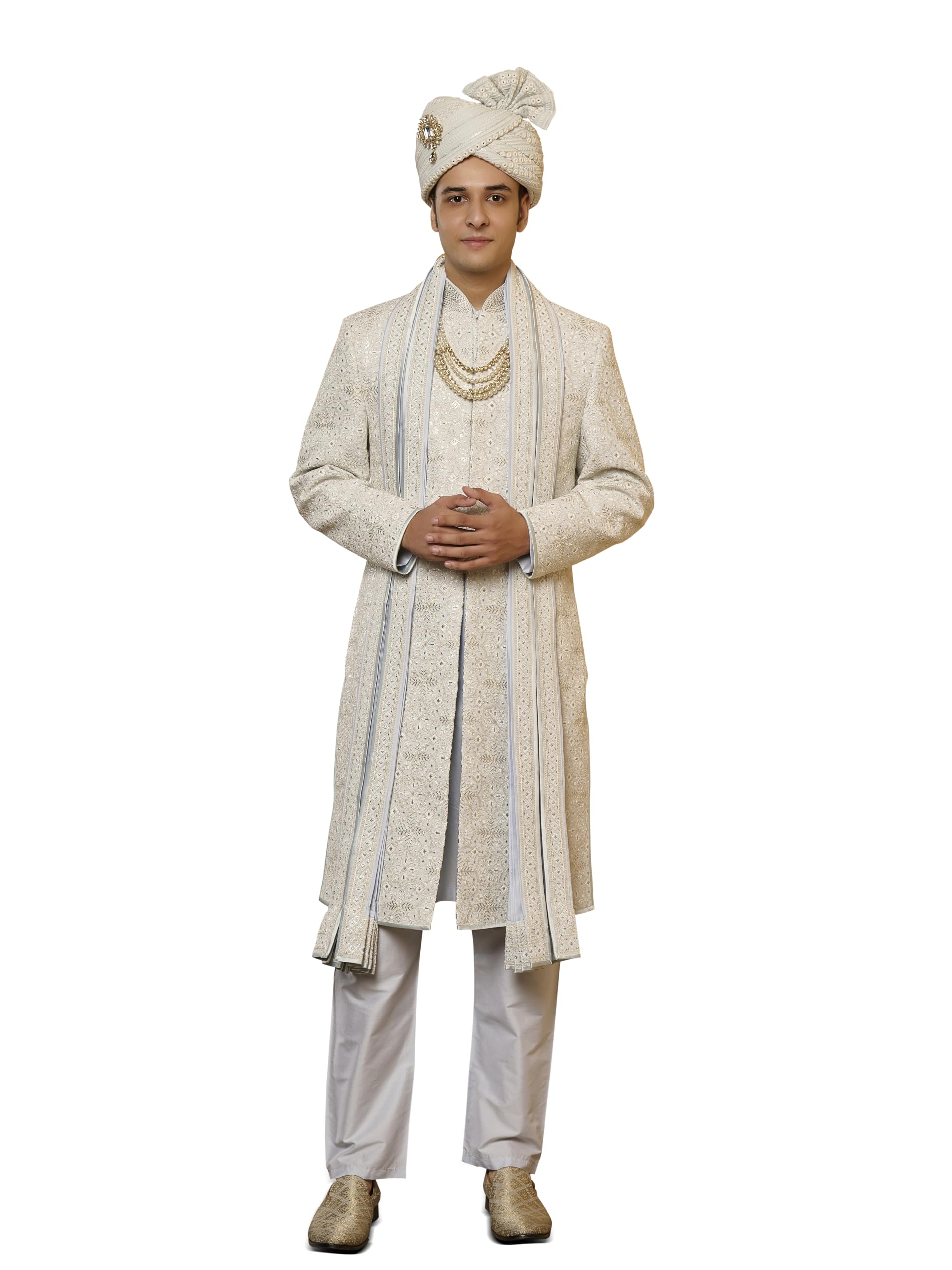 tasva Light Blue Ornamental Sherwani Set-picture-44
