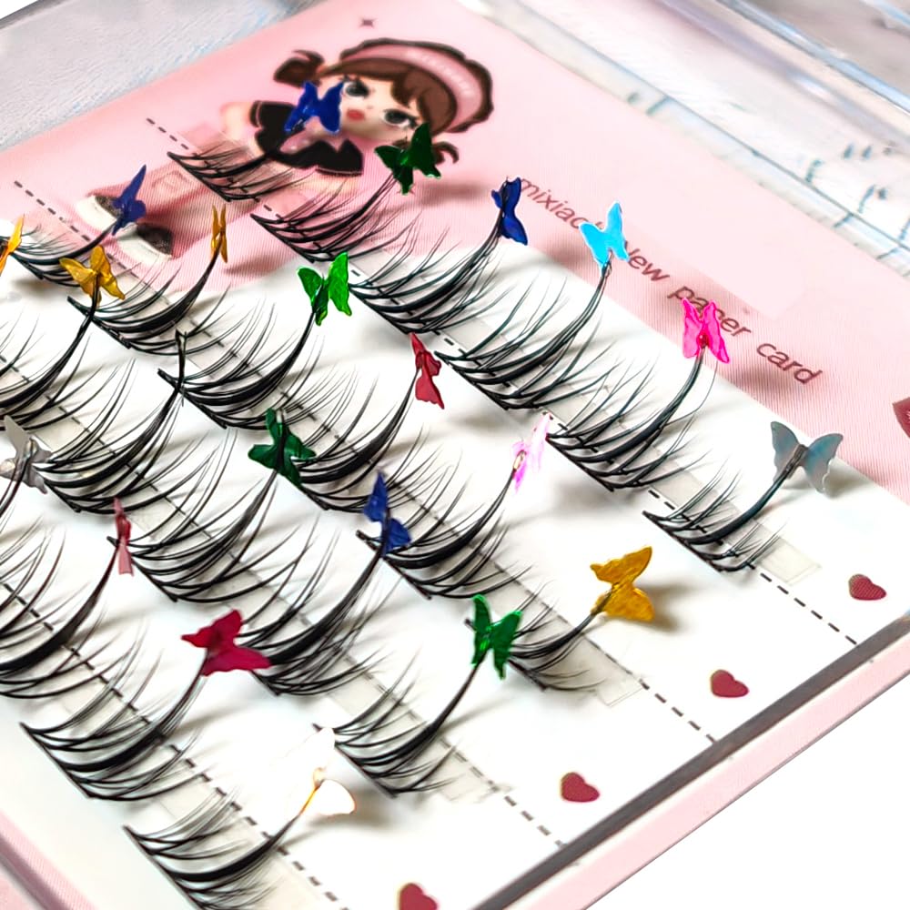 Makeup Segmented False Eyelashes Dramatic Glitter Sequin Lashes With Colorful Butterfly DIY Lashes Docorative Christmas Halloween Cosplay Party