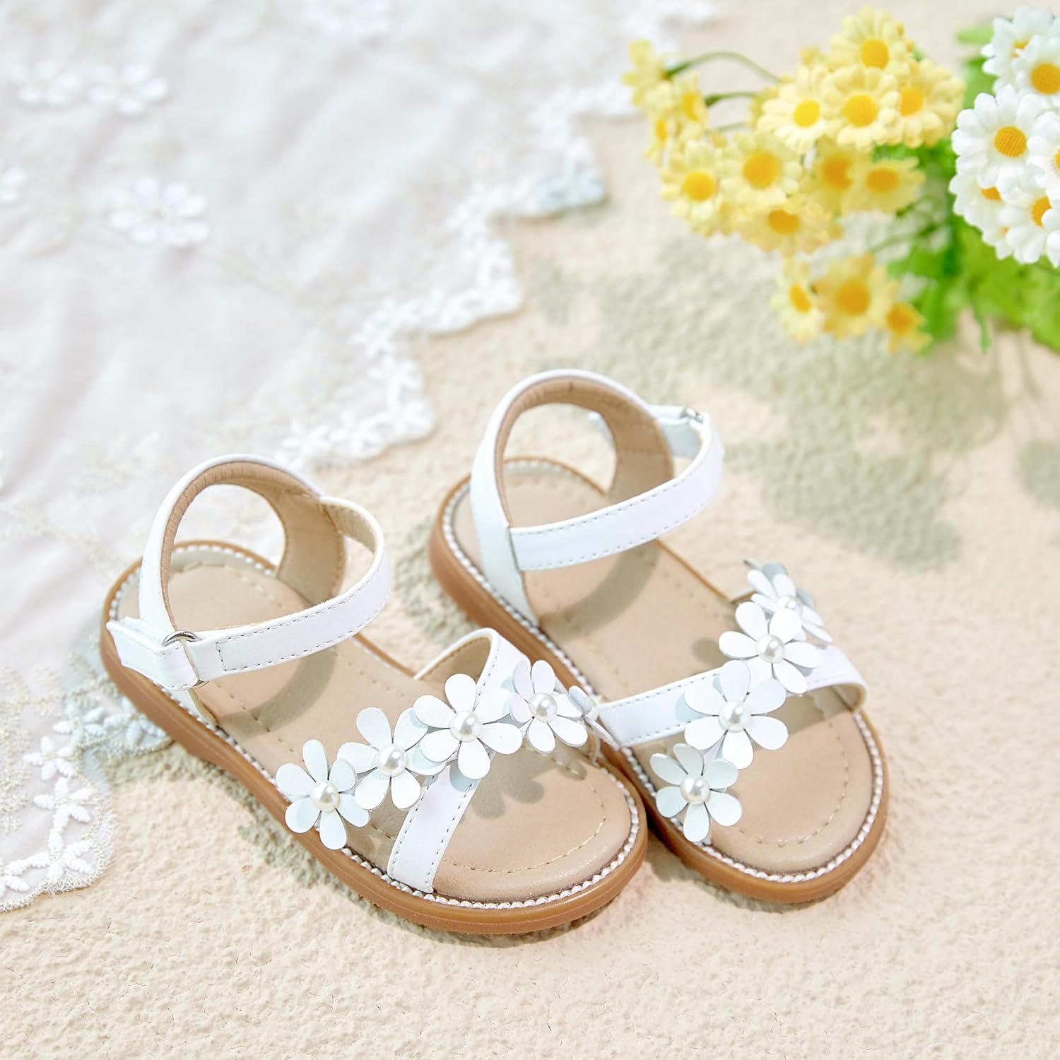 Otter MOMO Girls Open Toe Princess Flat Sandals with Comfort Sole Summer Sandals - Image 7