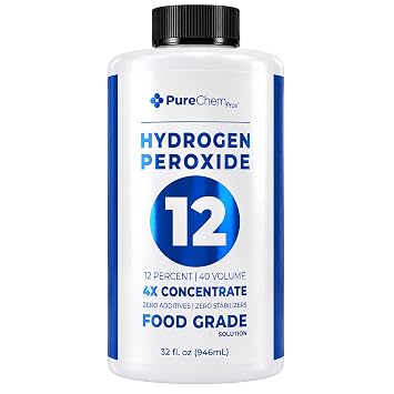 Hydrogen Peroxide 12 Percent 32oz - Hydrogen Peroxide Cleaner - Dilute and Spray 12% Hydrogen Peroxide on Counters, Bathtubs, Floors or Carpets - Food Grade Hydrogen Peroxide 12 Percent