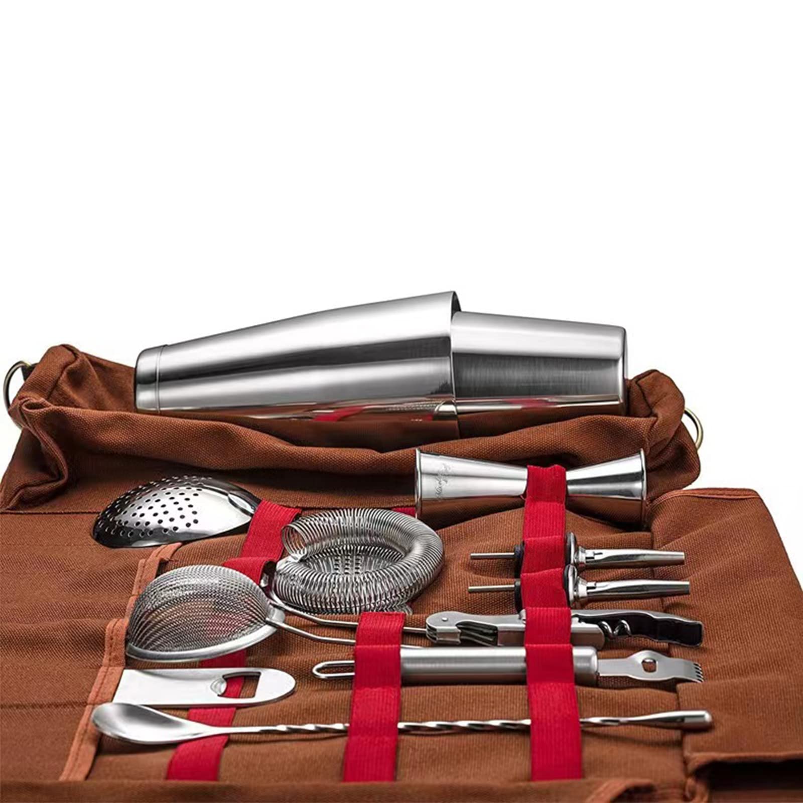 Borsa Barman Professionale, Borsa da Bar Portatile, Barman Borsa Arrotolabile con Tracolla Perfetta per la Protezione del Cocktail Set (Solo Borsa)