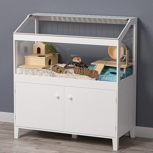 GDLF Hamster Cage with Storage Cabinet Small Animal Cage, Easy