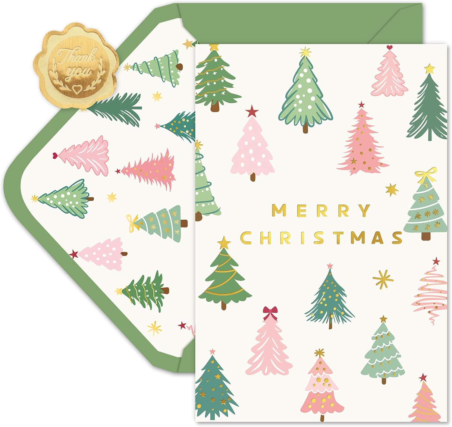 Amazon.com: Whaline 50 Pack Merry Christmas Greeting Cards Bulk Boxed ...