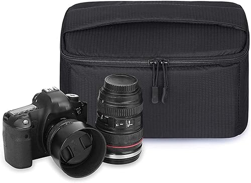 Miniatura 7 de WTSHOPME Bolsa de inserción de cámara impermeable con funda DSLR SLR SLR Funda acolchada para cámara a prueba de golpes para viajes