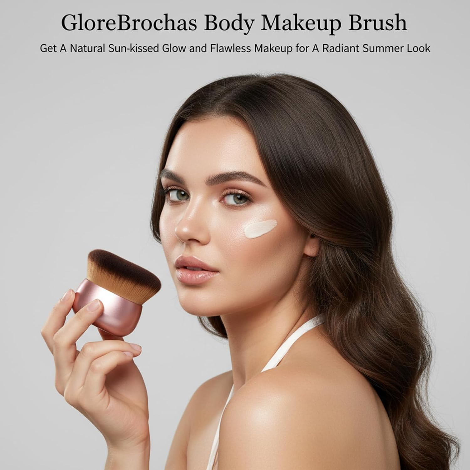 Extra Large Body Makeup Brush Kabuki Ultra Soft Dense Vegan Bristles Wide Oval Kabuki Body Brush Face & Back Makeup Brushes for Bronzer & Foundation Applies Tanning Mousse Self Tanner Wet Dry