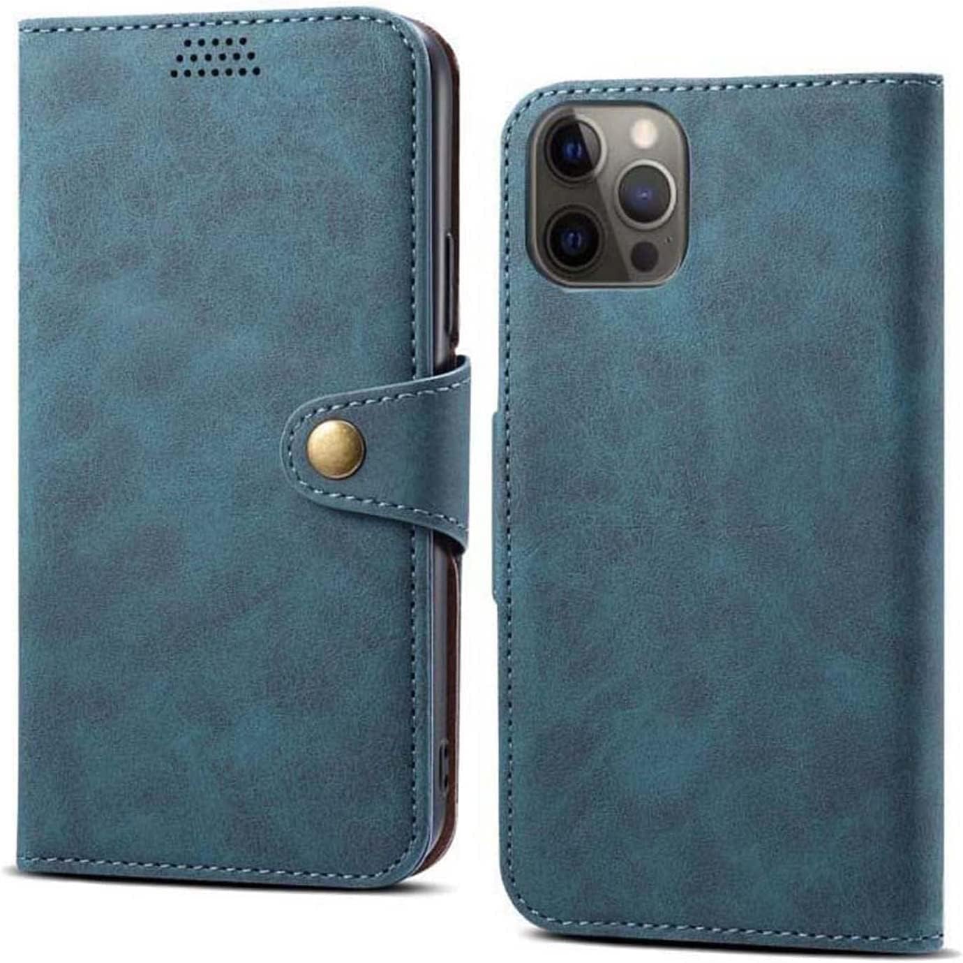 Imitation Leather Wallet Folio Phone Case, Flip Shockproof Cover for Apple iPhone 14 Pro Max Case 6.7 Inch 2022 [Kickstand] [Card Holder] (Color : Blue)