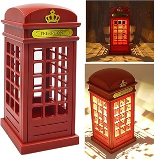 Vintage London Telephone Booth Night Lamp , TwoS USB Charging LED Night Lamp Touch Dimmable Table Desk Light