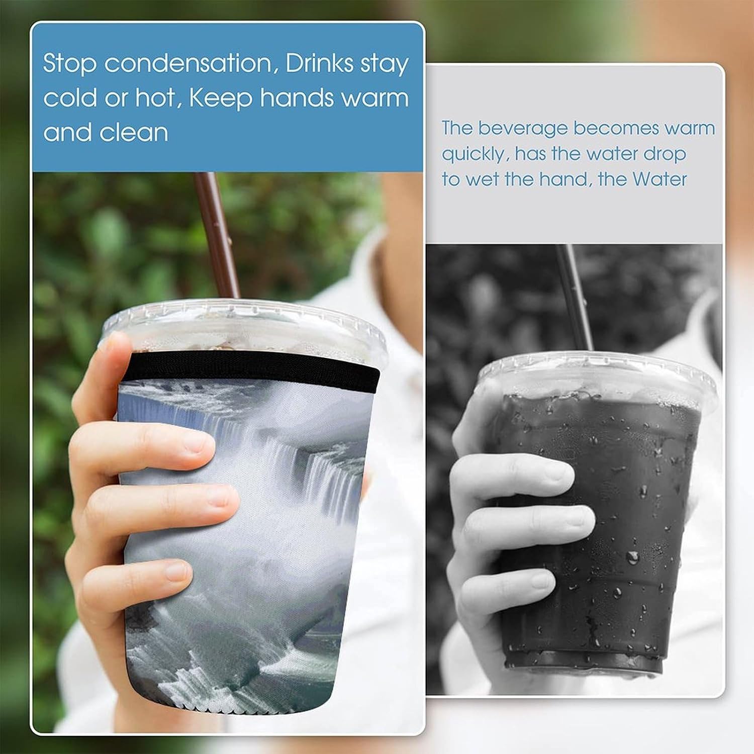 3 Pack Neoprene Cup Sleeves, Stretchy Reusable Drink Cup Cover Universal