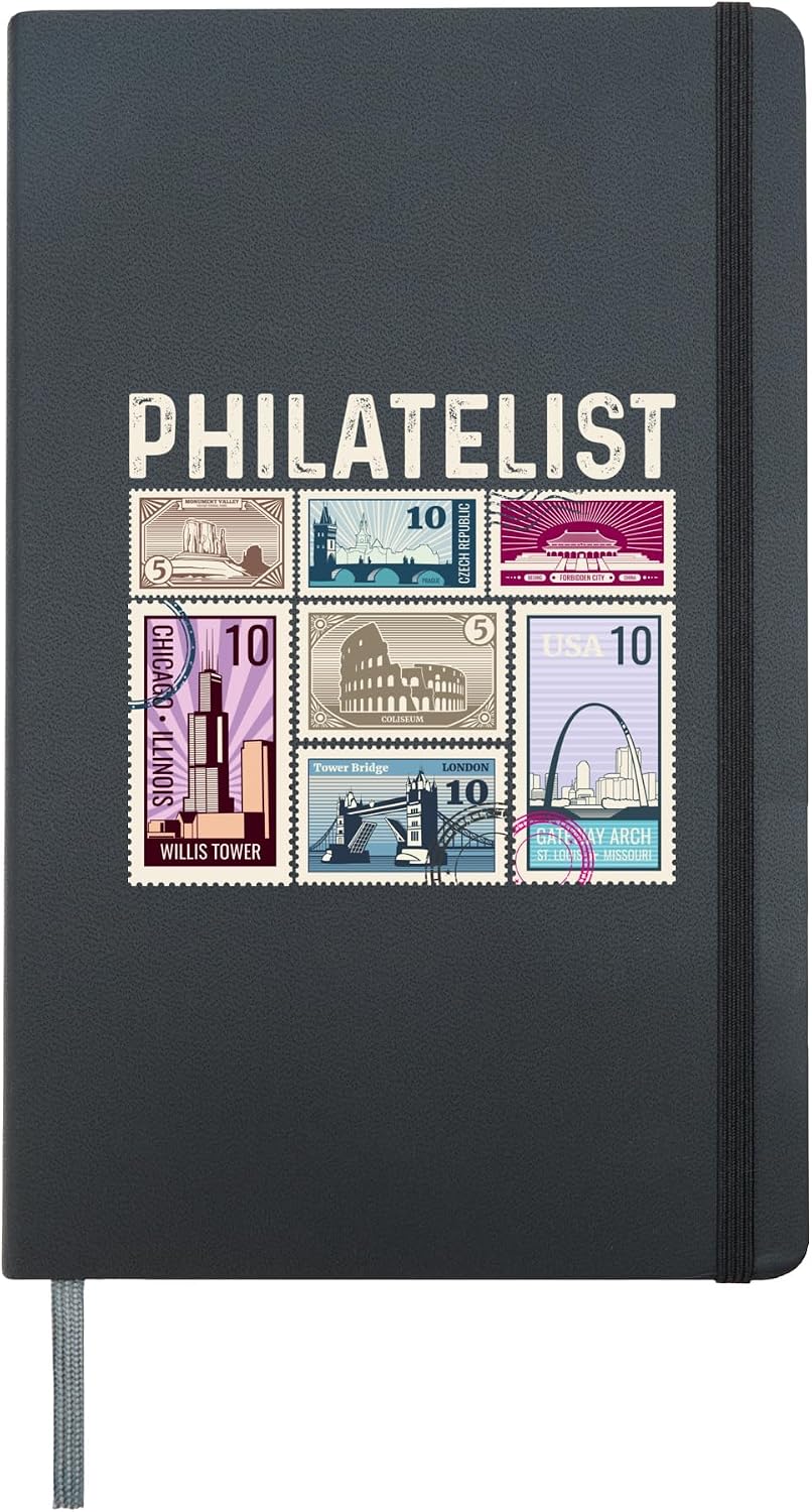 Philatelist Postcard Stamp Collecting Hardcover Journal, Black