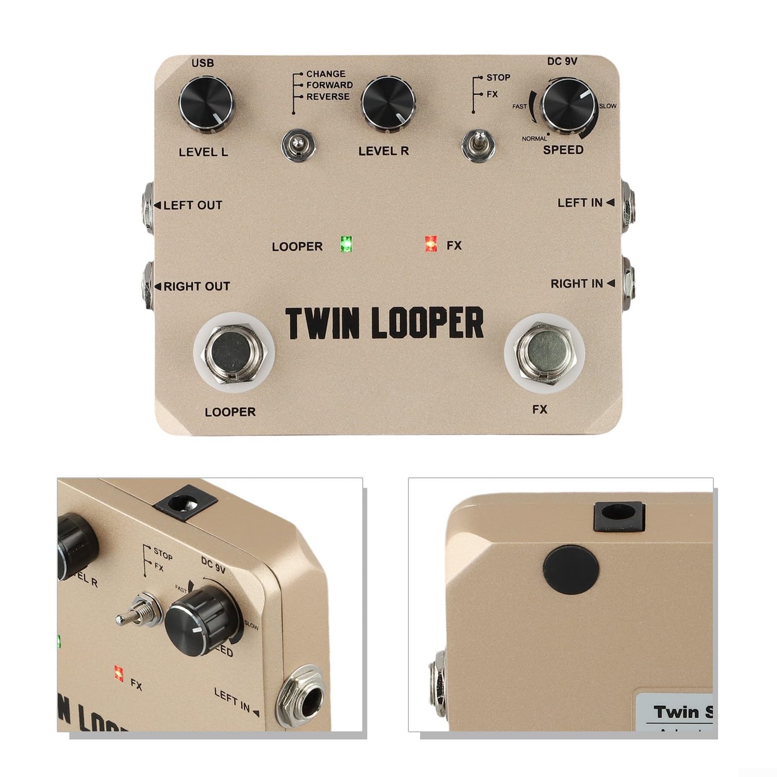 Rowin Looper Station de guitare électrique Pédale Looper 11 modes de jeu Enregistrement 10 minutes True Bypass Metal