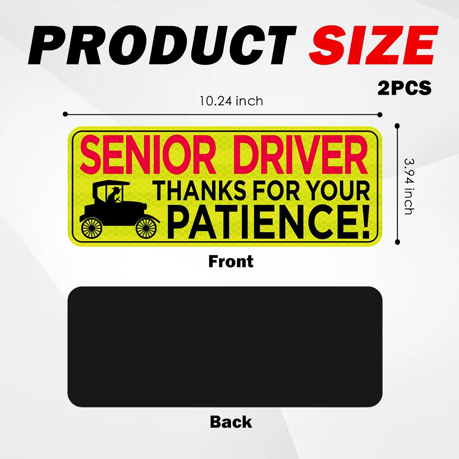 2PCS High-Visibility Reflective Senior Driver Car Magnet,Thanks for Your Patient Magnetic Bumper Stickers with Water-Resistant Film,Bumper Magnet Car Accessories for Doors/Bumpers image 2
